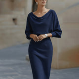 Olivia | Vestido Midi Draped Batwing Blanco