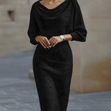 Olivia | Vestido Midi Draped Batwing Blanco