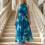 Donnabelle™ | Vestido Midi con Cuello Halter Fruncido