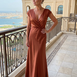 Donnabelle™ | Vestido Maxi con Cuerpo Envolvente y Mangas Cortas
