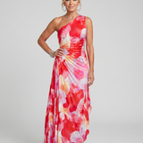 Donnabelle™ | Vestido Midi de Cuerpo Plisado de Un Hombro