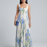 Donnabelle™ | Vestido Midi Sin Mangas con Cuello Cuadrado y Estampado Floral