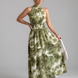 Donnabelle™ | Vestido Midi con Cintura Fruncida y Estampado Abstracto