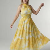 Donnabelle™ | Vestido Midi con Cuello Halter Fruncido