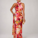 Donnabelle™ | Vestido Largo con Estampado Floral y Cuello Halter