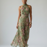 Donnabelle™ | Vestido Midi con Cuello Halter Fruncido