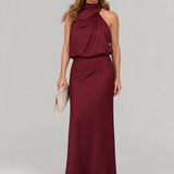 Donnabelle™ | Vestido midi sin mangas con cuello drapeado