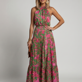 Donnabelle™ | Vestido Midi con Cuello Halter Drapado