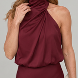 Donnabelle™ | Vestido midi sin mangas con cuello drapeado