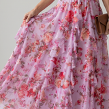 Donnabelle™ | Vestido Maxi Floral con Escote Halter y Cuerpo Fruncido