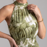 Donnabelle™ | Vestido Midi con Cintura Fruncida y Estampado Abstracto