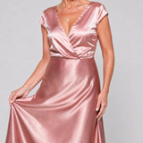 Donnabelle™ | Vestido Maxi con Cuerpo Envolvente y Mangas Cortas