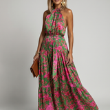 Donnabelle™ | Vestido Midi con Cuello Halter Drapado