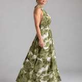 Donnabelle™ | Vestido Midi con Cintura Fruncida y Estampado Abstracto