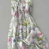 Dahlia - Vestido Floral de Cintura Ajustable en Corte A de Verano