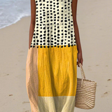 Leah | Vestido Midi Colorblock con Lunares