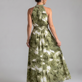 Donnabelle™ | Vestido Midi con Cintura Fruncida y Estampado Abstracto