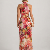 Donnabelle™ | Vestido Largo con Estampado Floral y Cuello Halter