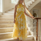 Donnabelle™ | Vestido Midi con Cuello Halter Fruncido