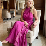 Donnabelle™ | Vestido Maxi con Cuello Alto y Volantes Acumulados
