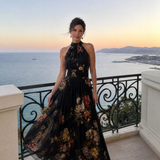 Donnabelle™ | Vestido Midi de Cuello Halter Floral