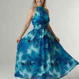Donnabelle™ | Vestido Midi con Cuello Halter Fruncido