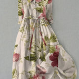 Baylee - Vestido Floral de Cintura Ajustable con Encaje Vintage