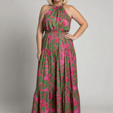 Donnabelle™ | Vestido Midi con Cuello Halter Drapado