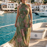 Donnabelle™ | Vestido Midi con Cuello Halter Fruncido