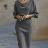 Olivia | Vestido Midi Draped Batwing Blanco