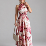 Donnabelle™ | Vestido Midi con Cintura Fruncida y Estampado Abstracto