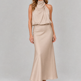 Donnabelle™ | Vestido midi sin mangas con cuello drapeado