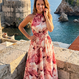 Donnabelle™ | Vestido Midi con Cintura Fruncida y Estampado Abstracto