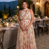 Donnabelle™ | Vestido Midi Floral con Cuello Halter