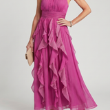 Doña Carmen™ | Vestido Maxi de Cuello Alto con Volantes y Capas