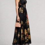 Doña Carmen™ | Vestido Midi con Cuello Halter Floral