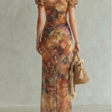 Doña Carmen™ | Vestido Midi Con Mangas Voladas y Abertura