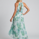 Donnabelle™ | Vestido Midi de Patrón Floral Suave con Escote Halter Plisado