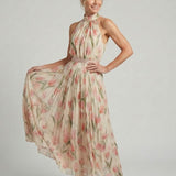 Donnabelle™ | Vestido Midi Floral con Cuello Halter