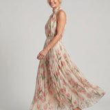 Donnabelle™ | Vestido Midi Floral con Cuello Halter