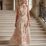 Donnabelle™ | Vestido Midi Floral con Cuello Halter