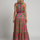 Donnabelle™ | Vestido Midi con Cuello Halter Drapado