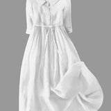 Daisy - Vestido de Lino y Algodón Elegante de Manga Media